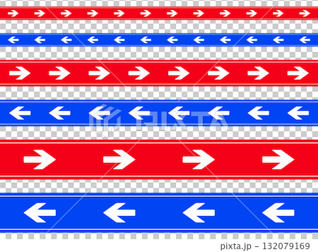 Red and blue arrow banner material, set of 3 sizes, facing right and left Red and blue arrow banner material, set of 3 sizes, facing right and left 132079169