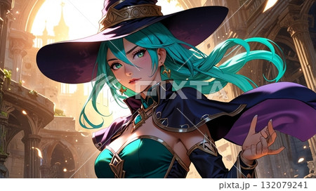 ハロウィンの仮装をした女性　魔女 132079241