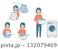 洗濯する女性のイラストセット 132079469