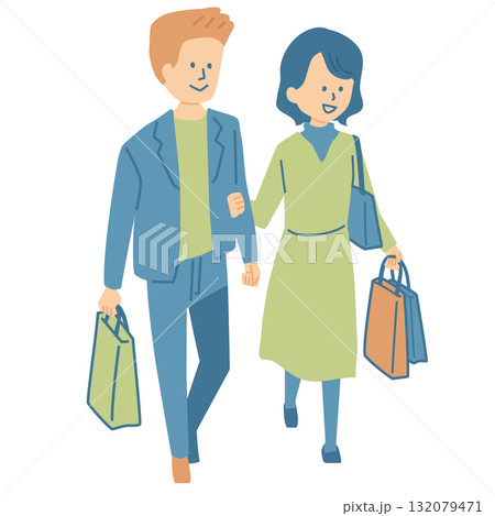 買い物デートするカップルのイラスト 132079471