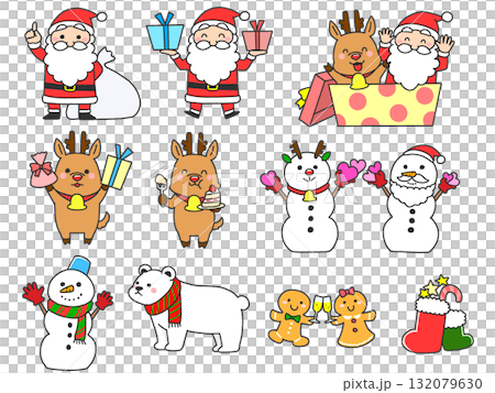 Cute Christmas illustration set 132079630