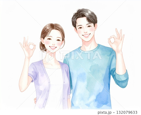 OKサインをしている男女 132079633
