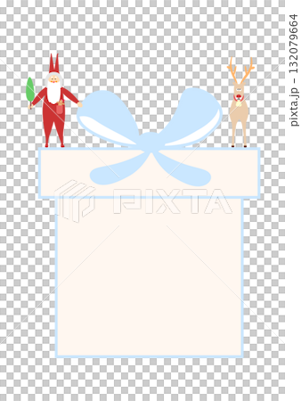 聖誕禮物盒邊框插圖背景,配有可愛的聖誕老人和馴鹿 聖誕禮物盒邊框插圖背景,配有可愛的聖誕老人和馴鹿 132079664