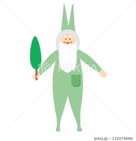 クリスマスのイラスト　かわいいサンタクロース　モールサンタ風　ベクター 132079666