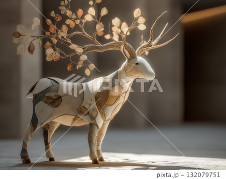 花咲く角を持つ幻想的な鹿のアート作品|自然と生命を象徴する造形美 花咲く角を持つ幻想的な鹿のアート作品|自然と生命を象徴する造形美 132079751