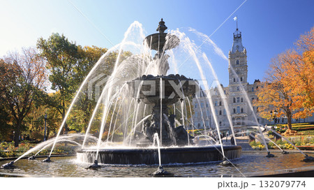 Quebec City Parliament with The Fontaine de Tourny on the foreground, Canada Quebec City Parliament with The Fontaine de Tourny on the foreground, Canada 132079774