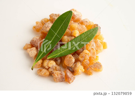 Frankincense or olibanum aromatic resin used in incense and perfumes. 132079859