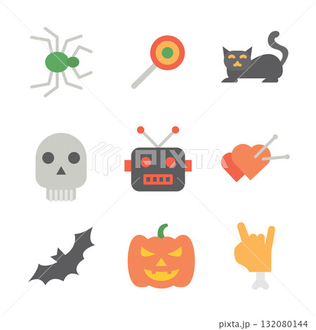 Simple and spooky set of Halloween flat icon set Simple and spooky set of Halloween flat icon set 132080144