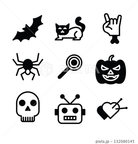 Halloween Glyph Icon Set .Vector Illustration 132080145