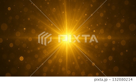 エネルギーとインスピレーションを想起する黄金の光が放射する抽象背景 132080214