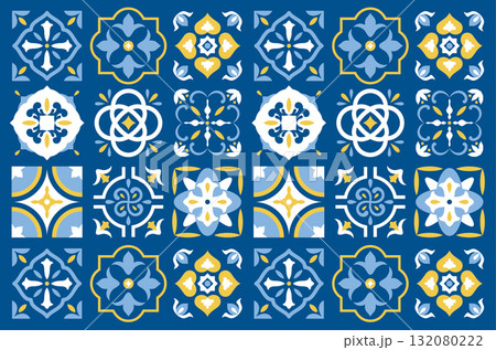 スペインなど地中海風タイル紺色 スペインなど地中海風タイル紺色 132080222