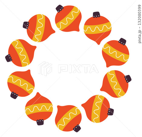 Simple festive round frame with Christmas decor. The simple vector design perfect for Christmas and New Year decorations or holiday greetings. Simple festive round frame with Christmas decor. The simple vector design perfect for Christmas and New Year decorations or holiday greetings. 132080399