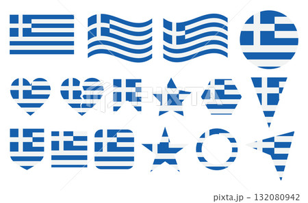 Illustration of the Greece Flag. Greece Flag Icon set National Symbol of Patriotism and Freedom. 132080942