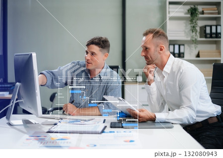 Project manager working and update tasks with milestones progress planning and Gantt chart scheduling diagram Project manager working and update tasks with milestones progress planning and Gantt chart scheduling diagram 132080943