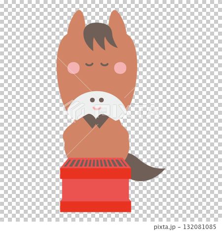 可愛的馬角色插圖素材參觀神社 132081085