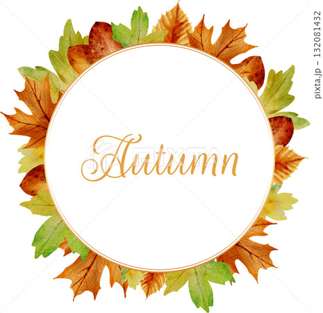 Watercolor autumn leaves frames with text space. Hand painted fall border for cards and invitations Watercolor autumn leaves frames with text space. Hand painted fall border for cards and invitations 132081432