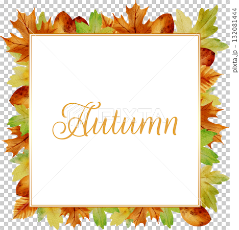Watercolor autumn leaves frames with text space. Hand painted fall border for cards and invitations Watercolor autumn leaves frames with text space. Hand painted fall border for cards and invitations 132081444