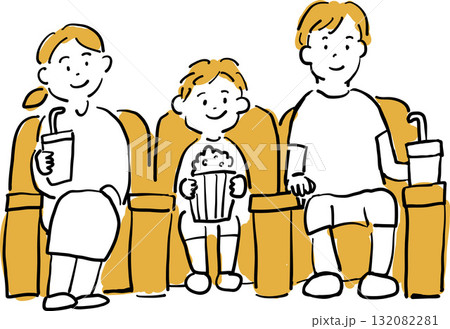 映画館で映画を楽しむ家族のイラスト 132082281