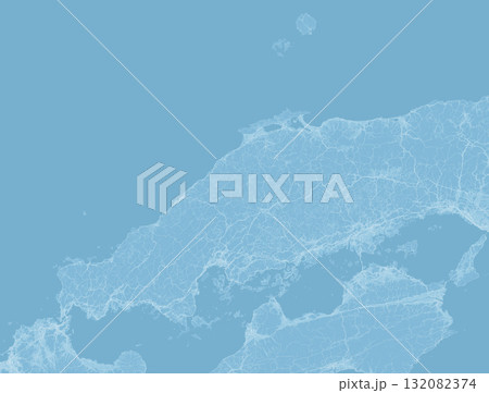 日本の中国地方の水色の衛星写真風イラスト 132082374