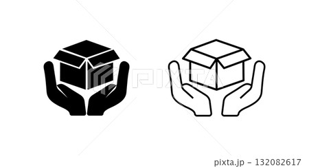 Hands Protecting a Package Illustrative Icon for Secure Delivery. Hands Protecting a Package Illustrative Icon for Secure Delivery. 132082617