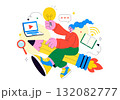 EdTech Startup Vector Illustration Featuring Opportunities in E-Learning, Modern Education Platform, and Online Learning Technology Innovation 132082777