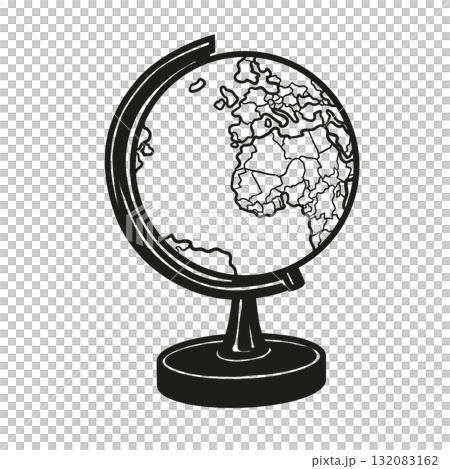 Monochrome world globe illustration for education Monochrome world globe illustration for education 132083162