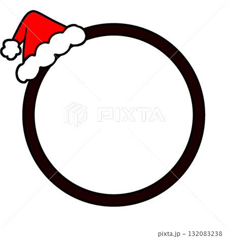 クリスマス　サンタ　帽子　フレーム　シンプル 132083238