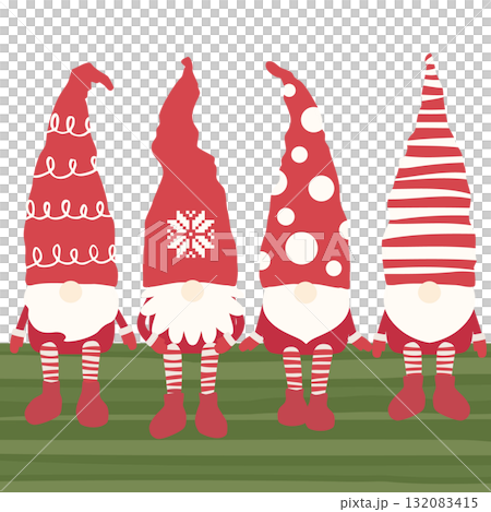 Christmas vector illustration of a Nordic fairy Tomte sitting on the ground 132083415