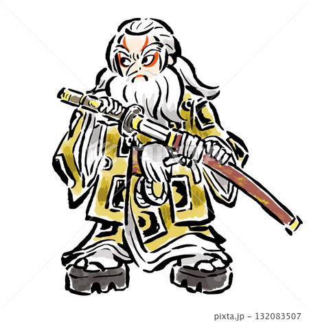 宝刀友切丸を抜刀する髭の意休(歌舞伎) 宝刀友切丸を抜刀する髭の意休(歌舞伎) 132083507