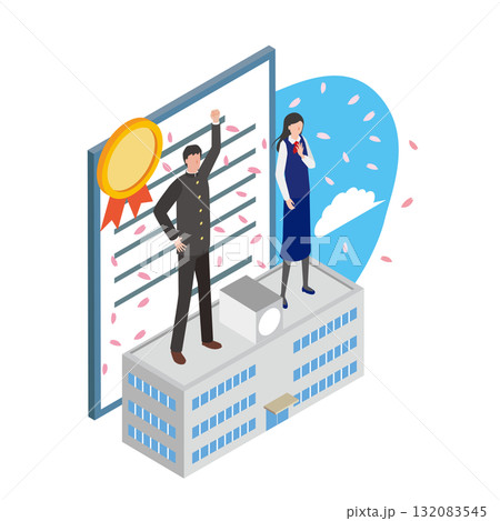 卒業する学生 132083545