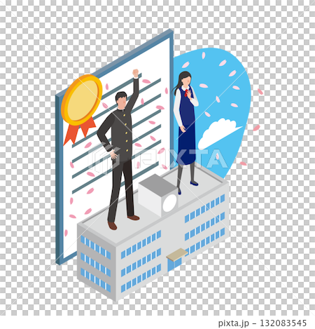 卒業する学生 132083545