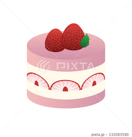 いちごのショートケーキのイラスト いちごのショートケーキのイラスト 132083580
