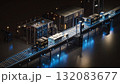 Isometric AI Factory Producing Glowing Data Blocks. AI themed Background. Generated Image 132083677