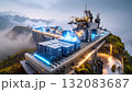 Isometric AI Factory Producing Glowing Data Blocks. AI themed Background. Generated Image 132083687