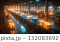 Isometric AI Factory Producing Glowing Data Blocks. AI themed Background. Generated Image 132083692