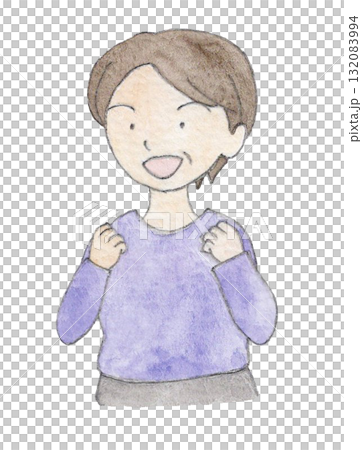 Illustration of a motivated elderly woman doing a fist pump 132083994