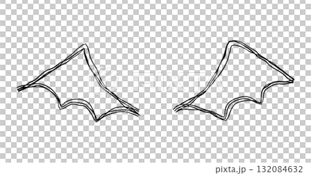 魔鬼翅膀手繪線圖示.多條重疊線的單色塗鴉向量插圖 132084632