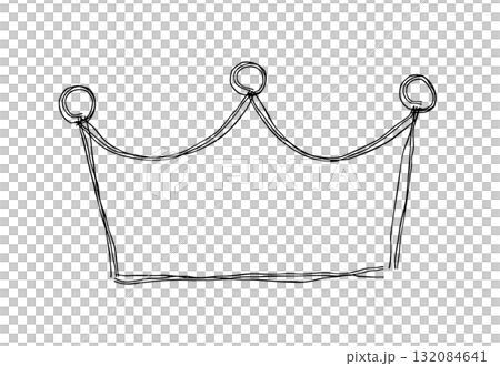 ランキングの王冠の手描きの線画アイコン。複数の線が重なったモノクロの落書きベクターイラスト ランキングの王冠の手描きの線画アイコン。複数の線が重なったモノクロの落書きベクターイラスト 132084641