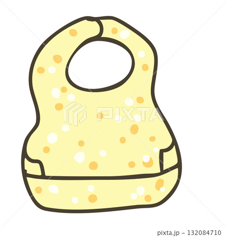 離乳食・食事時間のベビービブ（ポケット付き）手描きイラスト 132084710