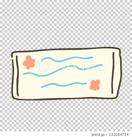 Hand-drawn illustration of a folded bath towel 132084714