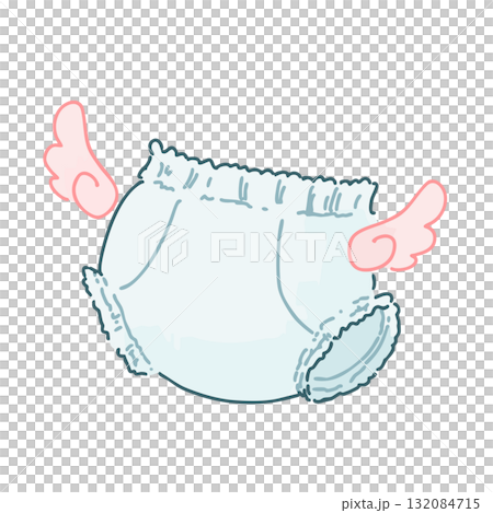 手繪帶翼一次性尿布插圖(褲型,嬰兒用) 手繪帶翼一次性尿布插圖(褲型,嬰兒用) 132084715