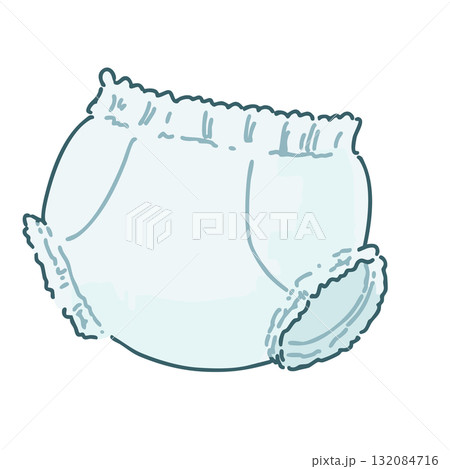 紙おむつ（パンツタイプ・ベビー用）の手描きイラスト 132084716