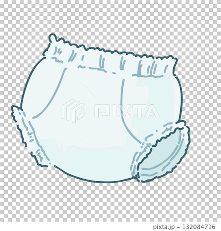 紙おむつ（パンツタイプ・ベビー用）の手描きイラスト 132084716