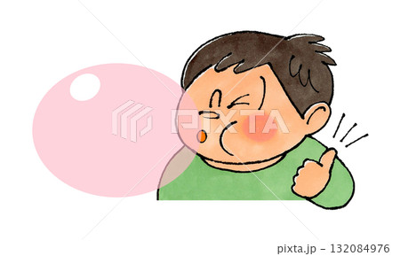 風船ガムと男の子(ピンク) 風船ガムと男の子(ピンク) 132084976