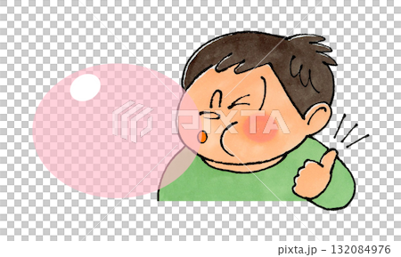 風船ガムと男の子(ピンク) 風船ガムと男の子(ピンク) 132084976
