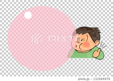 Bubble gum and boy copy space (pink) Bubble gum and boy copy space (pink) 132084978