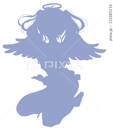 天使イメージの女性　全身　シルエット 132085216