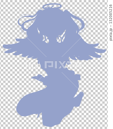 天使イメージの女性　全身　シルエット 132085216