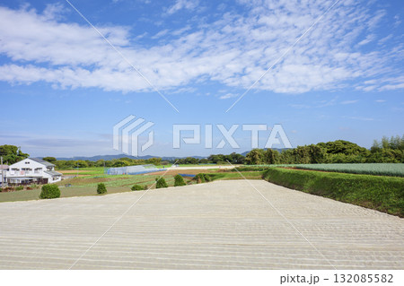 夏の青空と広い畑 夏の青空と広い畑 132085582