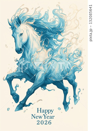 年賀状のイラスト素材_午年(2026) 132085641